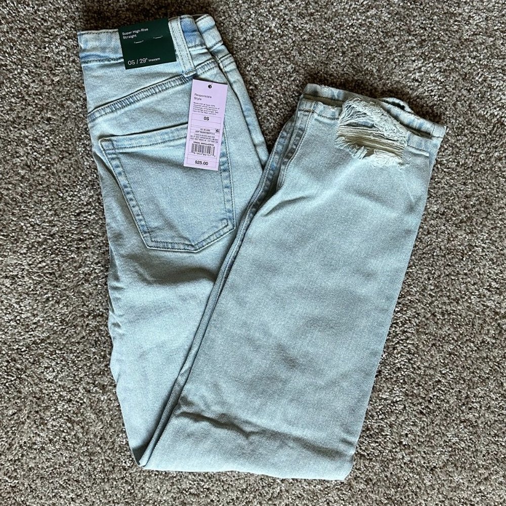 🧡 3/$15 - Wild Fable Super High Rise Straight Light Wash Jeans Size 0S
